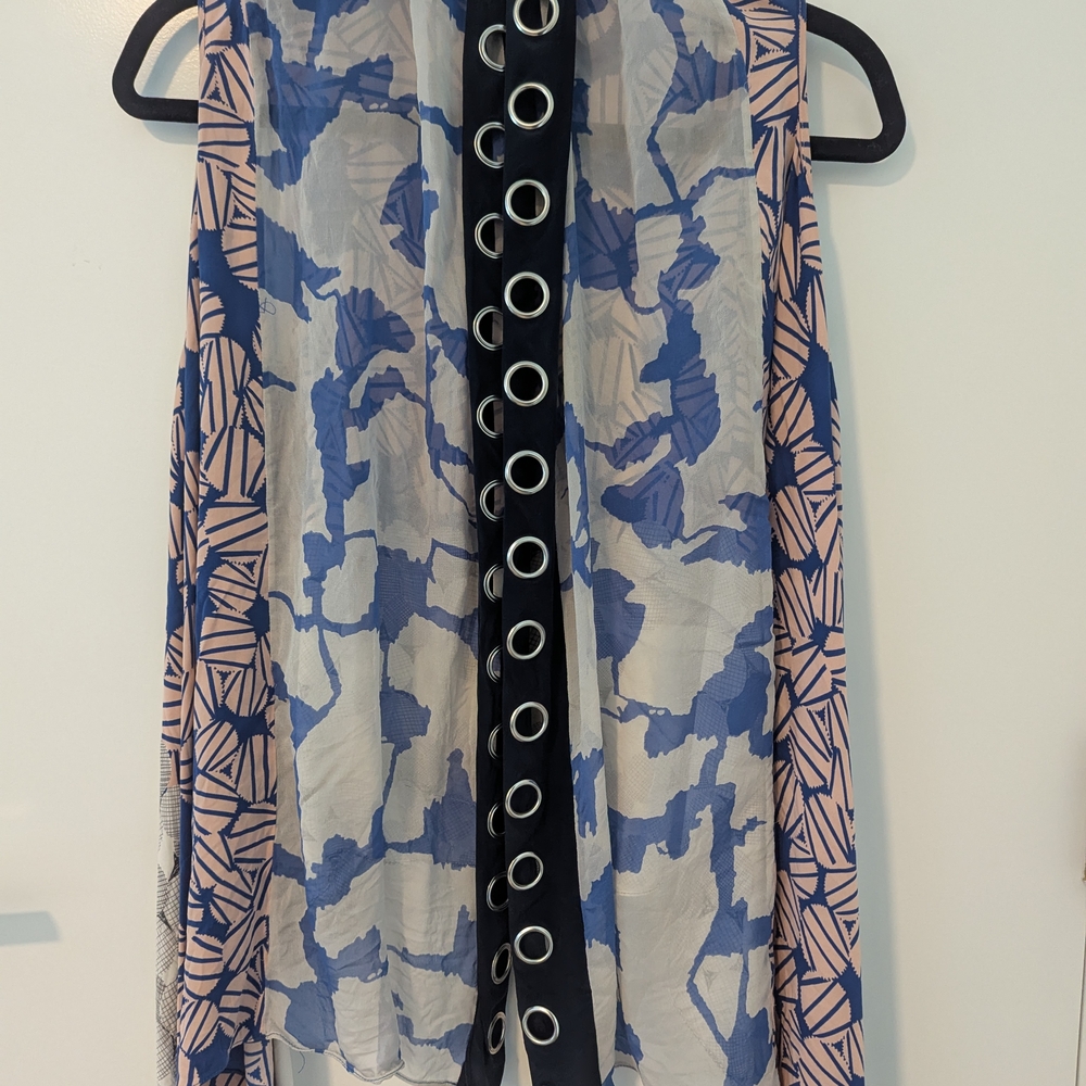 Blue and Pink Patterned Sleeveless Top